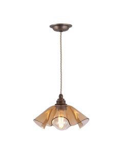 Ethel Pendant Amber Glass and Antique Brass