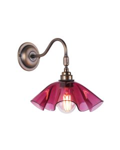 Ethel Wall Light Pink Glass and Antique Brass