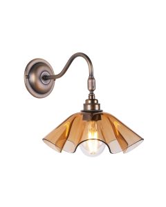 Ethel Wall Light Amber Glass and Antique Brass