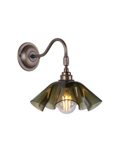 Ethel Wall Light Green Glass and Antique Brass