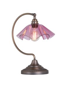 Ethel Table Lamp Antique Brass and Azalea Glass