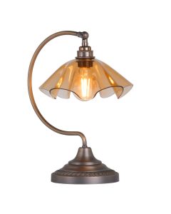 Ethel Table Lamp Antique Brass and Tobacco Glass