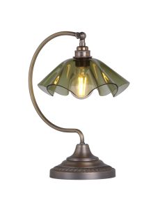 Ethel Table Lamp Antique Brass and Moss Glass