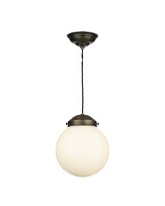 Fairfax Pendant Antique Brass and Opal Glass