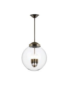 Fairfax 3 Light Pendant Glass and Antique Brass