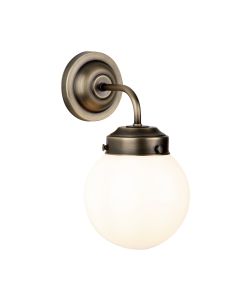 Fairfax Wall Light Antique Brass and Opal Glass