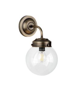 Fairfax Wall Light Antique Brass and Glass