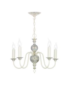 Flemish 5 Light Armed Pendant Grey/Gold and Matt White Fitting Only