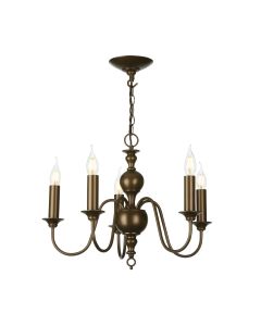 Flemish 5 Light Armed Pendant Bronze and Bronze Fitting Only