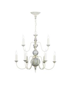 Flemish 9 Light Armed Pendant Grey/Gold and Matt White Fitting Only
