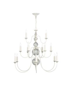 Flemish 15 Light Armed Pendant Grey/Gold and Matt White Fitting Only