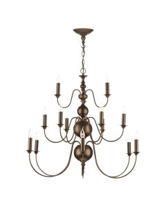 Flemish 15 Light Armed Pendant Bronze and Bronze Fitting Only
