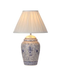 Flora Table Lamp Blue Ceramic With Shade