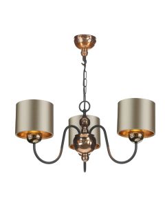 Garbo 3 Light Armed Pendant Bespoke and Matt Black With Bespoke Shade