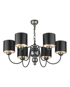 Garbo 6 Light Armed Pendant Bespoke and Matt Black With Bespoke Shade
