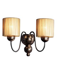 Garbo 2 Light Wall Light Polished Bronze and Matt Black With Shade