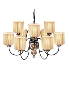 Garbo 9 Light Armed Pendant Polished Bronze and Matt Black With Shade