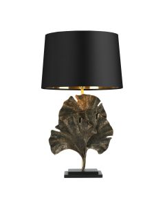 Gingko Table Lamp Hand-brushed Black/Gold Base Only