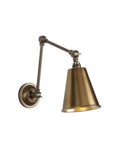 Hackney Adjustable Wall Light Antique Brass