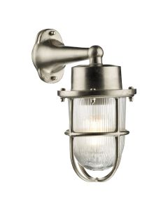 Harbour Outdoor Wall Light Polished Nickel and Ribbed Glass IP64