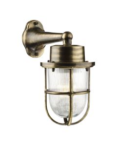 Harbour Outdoor Wall Light Antique Brass and Ribbed Glass IP64