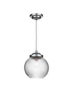 Henley Pendant Satin Chrome and Ribbed Glass