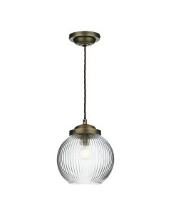 Henley Pendant Antique Brass and Ribbed Glass