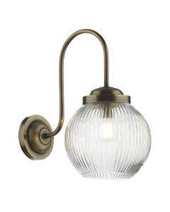 Henley Wall Light Antique Brass and Ribbed Glass