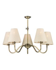 Hicks 5 Light Semi-Flush Antique Brass With Shade