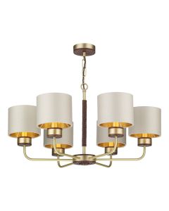 Hunter 6 Light Armed Pendant Butter Brass With Bespoke Shades