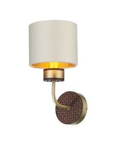 Hunter Wall Light Brass and Leather Effect With Shade