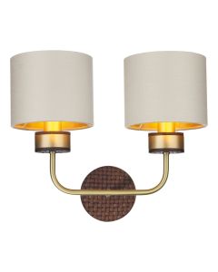 Hunter 2 Light Wall Light Butter Brass With Bespoke Shades