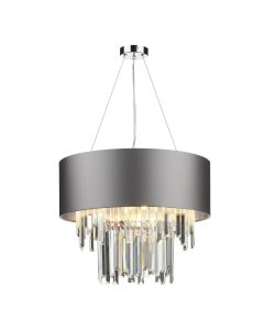 Hurley 6 Light Pendant Polished Chrome and Crystal With Bespoke Shade