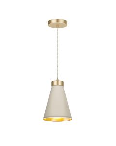 Hyde Single Pendant Butter Brass and Cotswold Cream