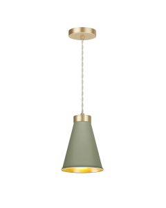 Hyde Single Pendant Butter Brass and Sage Green