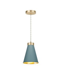 Hyde Single Pendant Butter Brass and River Blue