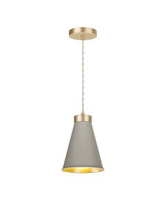 Hyde Single Pendant Butter Brass and Powder Grey