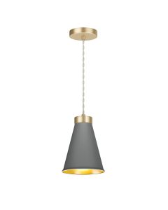 Hyde Single Pendant Butter Brass and Lead Grey