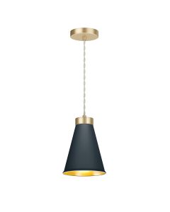 Hyde Single Pendant Butter Brass and Smoke Blue
