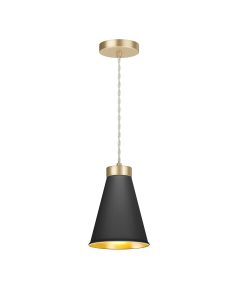 Hyde Single Pendant Butter Brass and Black