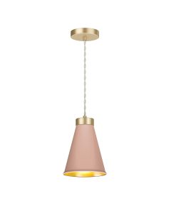 Hyde Single Pendant Butter Brass and Blush Pink