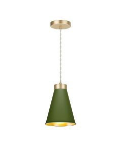 Hyde Single Pendant Butter Brass and Juniper Green