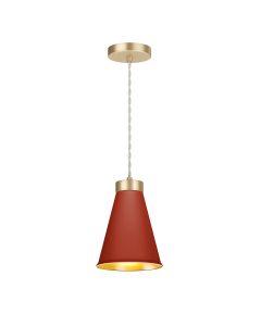 Hyde Single Pendant Butter Brass and Strawberry
