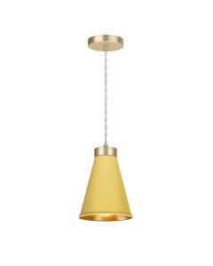 Hyde Single Pendant Butter Brass and Lemondrop