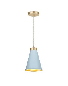Hyde Single Pendant Butter Brass and Amalfi Blue