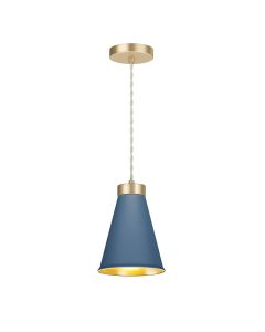 Hyde Single Pendant Butter Brass and Persian Blue