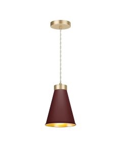 Hyde Single Pendant Butter Brass and Aubergine