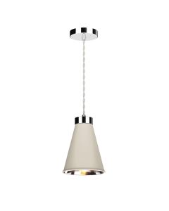 Hyde Single Pendant Polished Chrome and Cotswold Cream