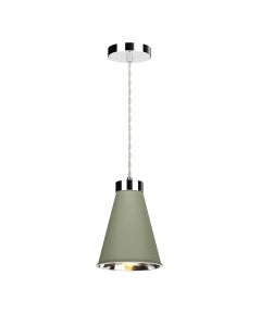 Hyde Single Pendant Polished Chrome and Sage Green