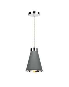 Hyde Single Pendant Polished Chrome and Lead Grey